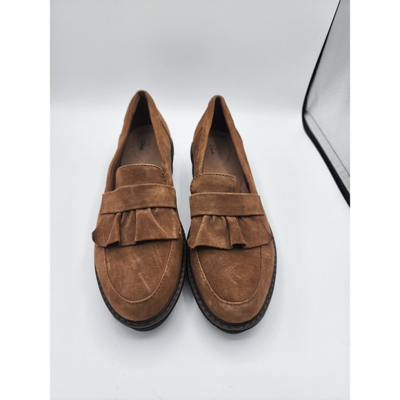 Clarks Collection Shoes Womens 9.5 M Airabell Slip Loafers Brown Wedge - Picture 3 of 9